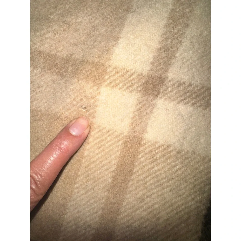 Vintage Pure Wool Plaid Throw Blanket Brown Tan Fringed Uruguay 54